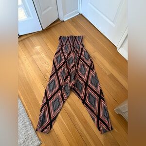 Anthropology Black and Orange Geometric Patterned Jumpsuit